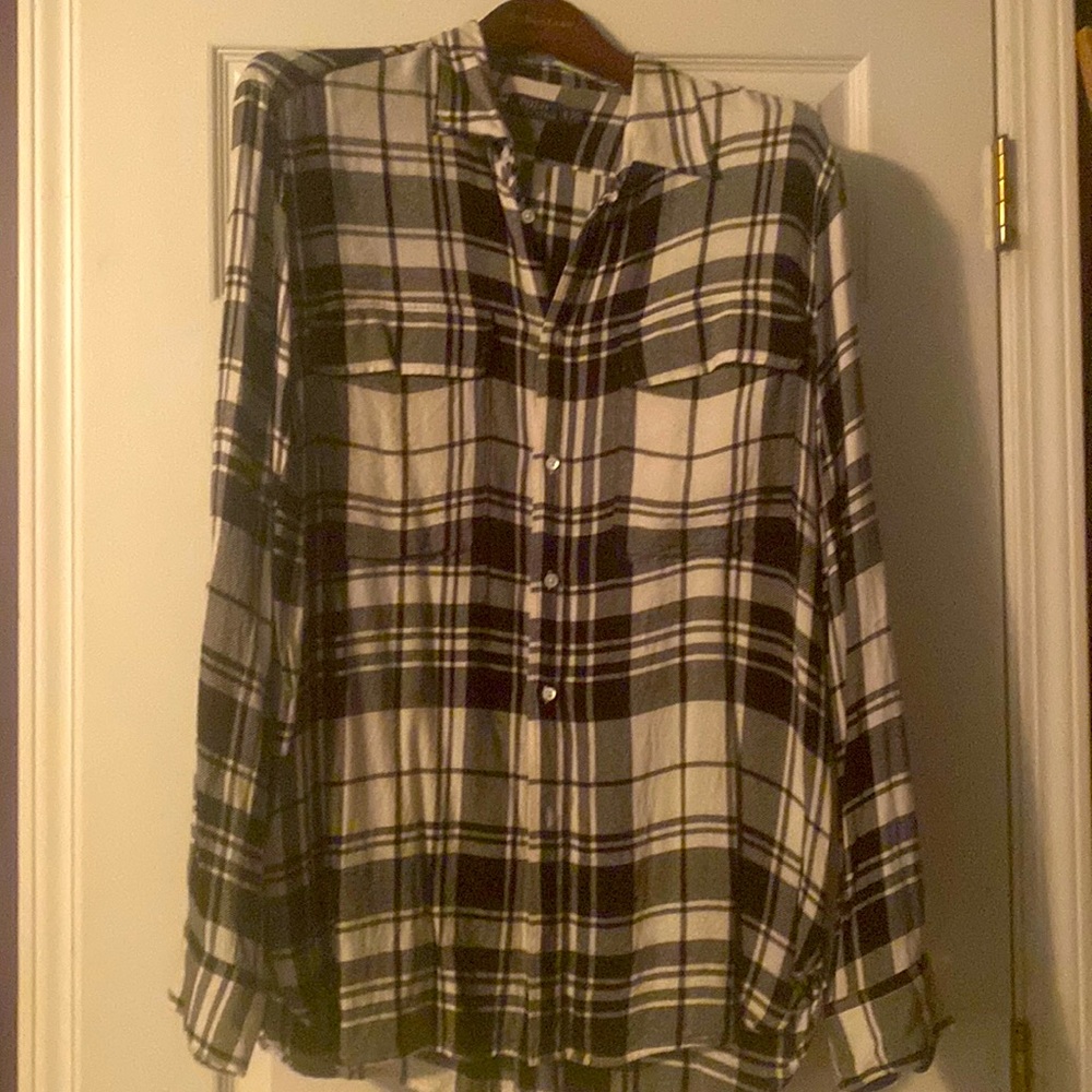 Polo Ralph Lauren women’s lightweight flannel. Cream and black, size XL.